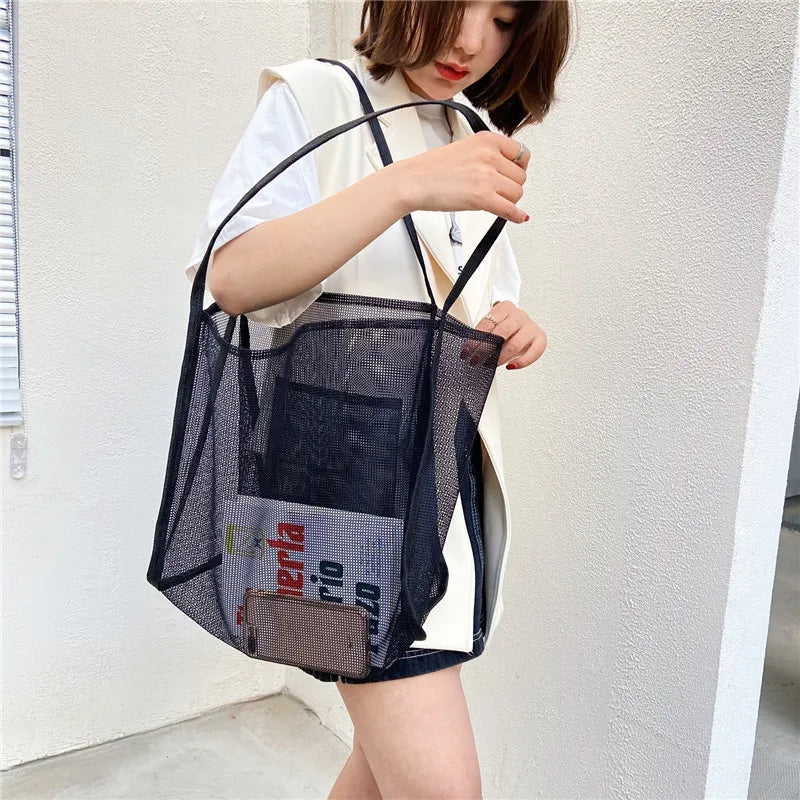 Mesh Beach Travel Shoulder Bag Large Capacity