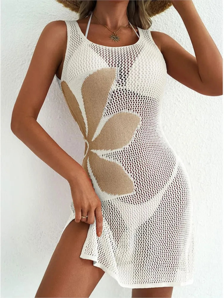 Knit O-Neck Sleeveless Bikini Cover-Ups