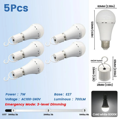 Rechargeable Emergency LED Light Bulb E27 – 1500mAh Power Outage Battery Backup Lamp