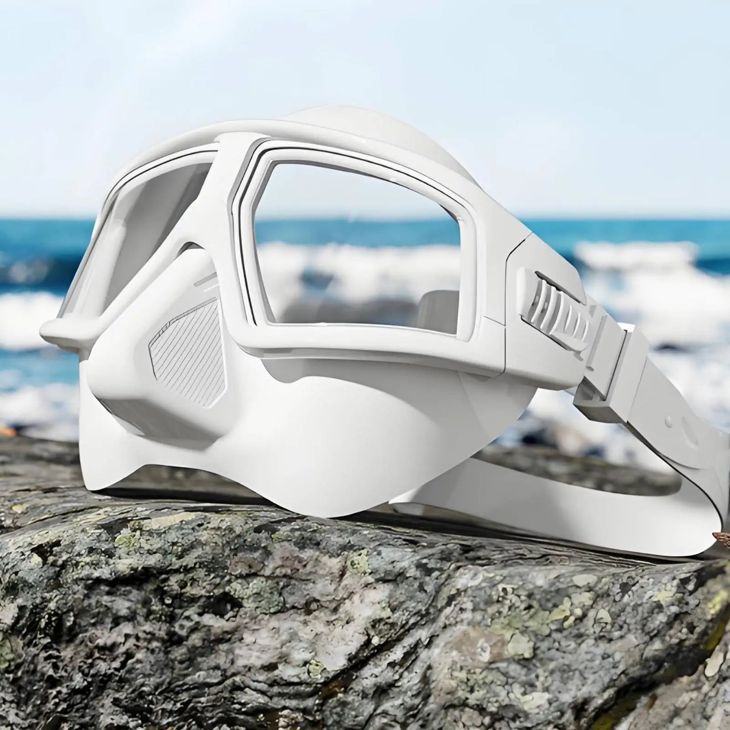 Scuba Diving Mask & Snorkel Set - Tempered Glass Panoramic Vision Mask with Protective Nose Cover