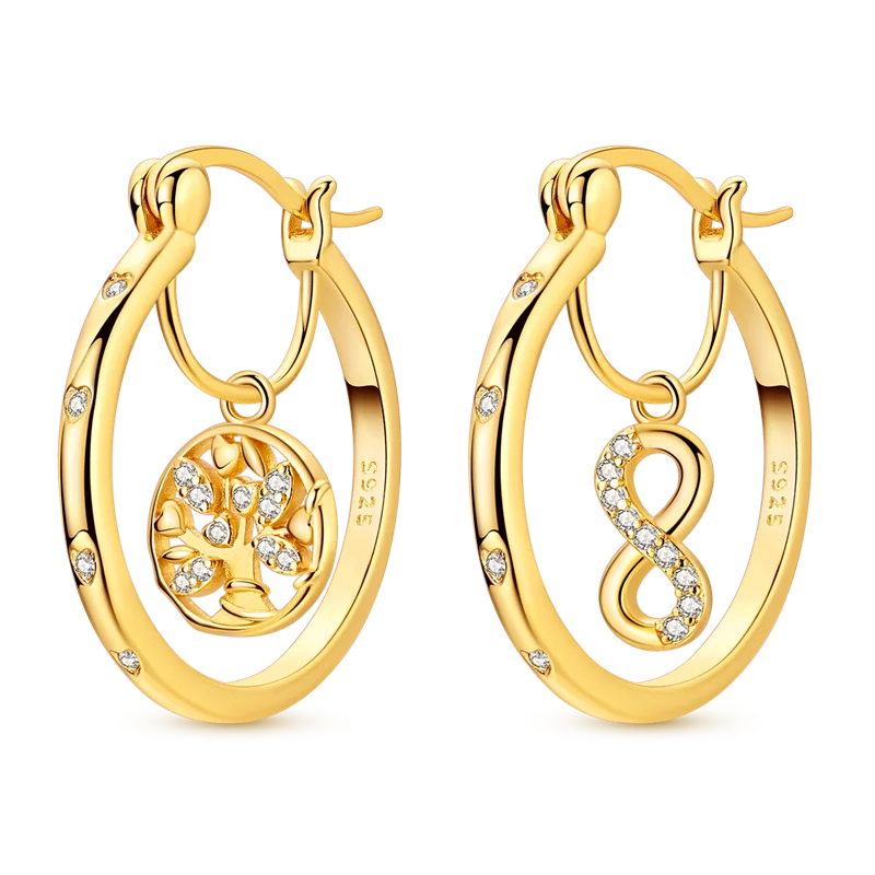 925 Sterling Silver CZ Zircon Gold-Plated Hoop Earrings – Sparkling Minimalist Jewelry
