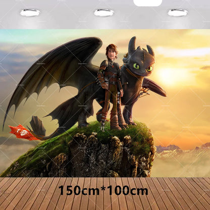 How to Train Your Dragon Party Decorations Set - Foil Balloons, Birthday Banner & Cake Toppers