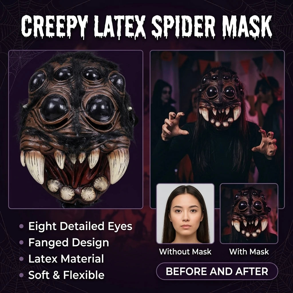 Horror Multi-Eyed Monster Half-Face Latex Mask – Creepy Halloween Cosplay Prop