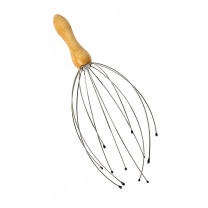 Wooden Handle Octopus Head Massager