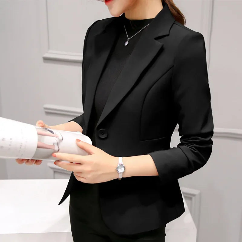 Women's Formal Slim Fit Notched Collar Blazer - Office Work Suit Jacket
