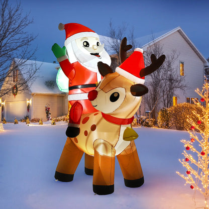 7FT Giant Inflatable Santa Claus Reindeer Decoration
