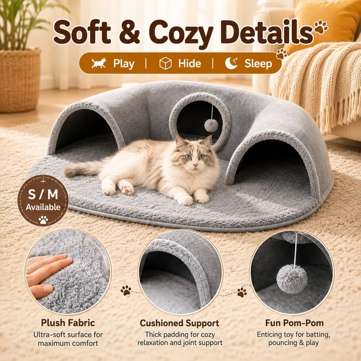 Ultra-Soft Winter Warm Plush Pet Sofa Bed with Raised Edges