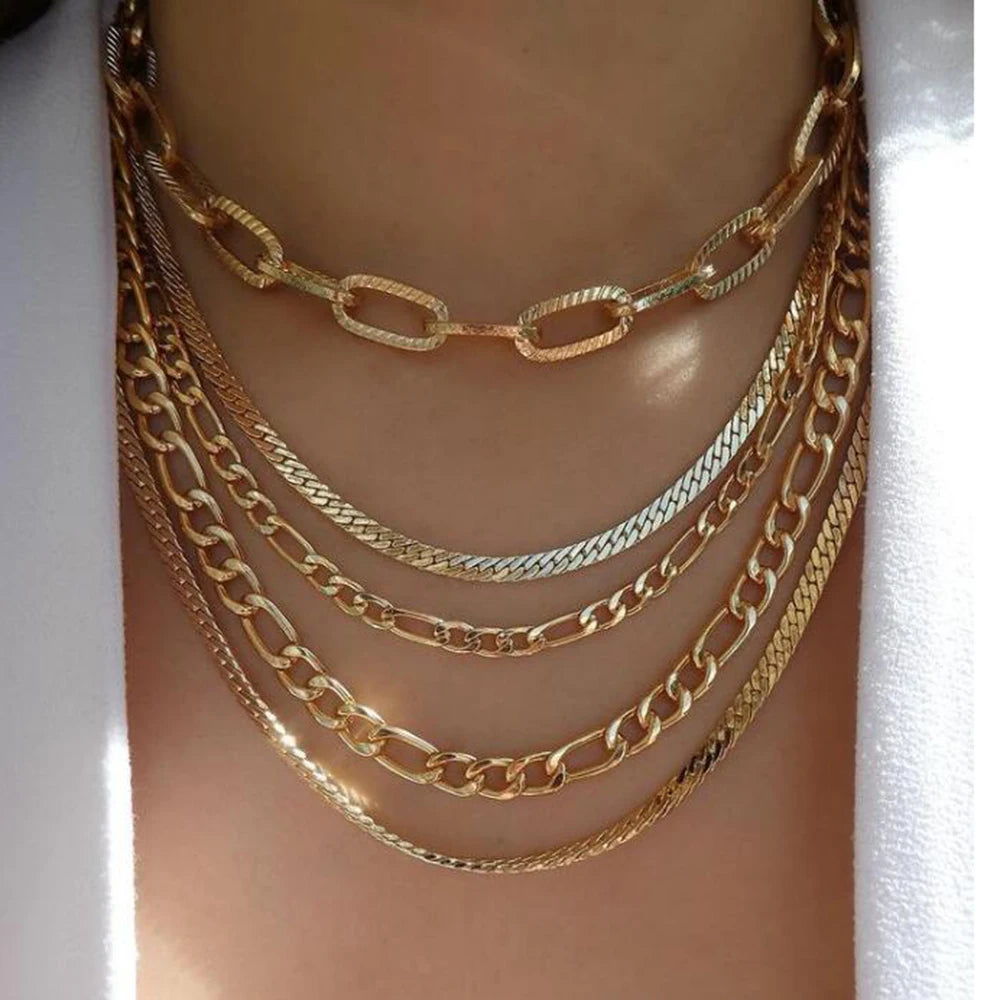 Trendy Geometric Bead Multilayer Crystal Necklace