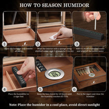 Cedar Wood Desktop Humidors Case with Digital Hygrometer, Humidifier & Divider
