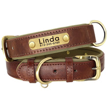 Leather Dog Collar Leash Set Soft Padded