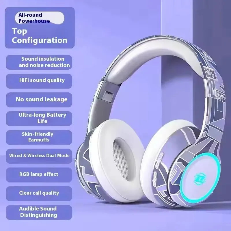 Wireless Esports Gaming Headphones With RGB Lighting Intelligent Noise Reduction