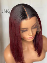 Red Straight Bob T-Part Human Hair Wig