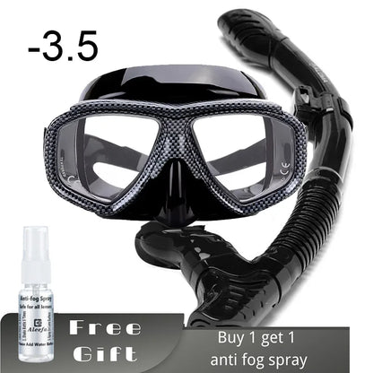 Myopia Diving Mask Snorkel Set with Anti Fog Spray