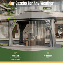 Outdoor Gazebo 10x12 Metal Frame Canopy with Double Roofs with Mosquito Net