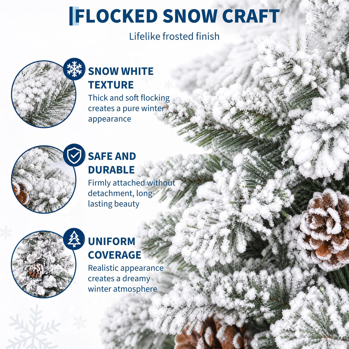 24-Inch Pre-Lit Snowy Tabletop Christmas Tree – Flocked Mini Xmas Tree with LED Lights & Ornaments