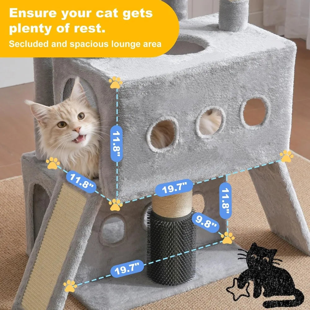 71.5" Multi-Level Cat Tree Tower with Extra Large Platform, Condos & Hammocks