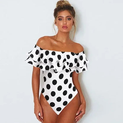 Double Ruffle One Piece Off The Shoulder Bathing Suit