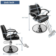 Beauty Salon Barber Chair with 6'' Adjustable Seat Height & 360 Degree Rolling