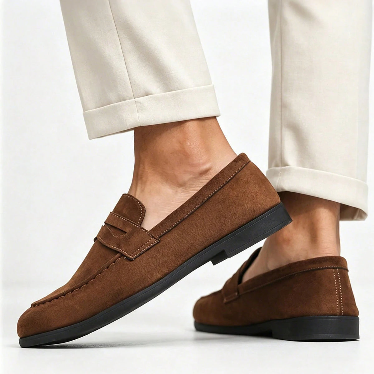 Men's Classic Leather Slip-On Penny Loafers
