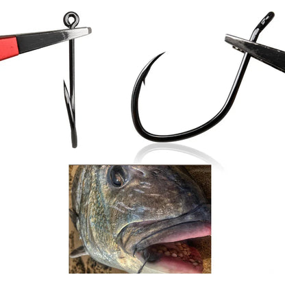 OBSESSION 10pcs High Carbon Steel Barbed Catfish Hooks 2/0-8/0