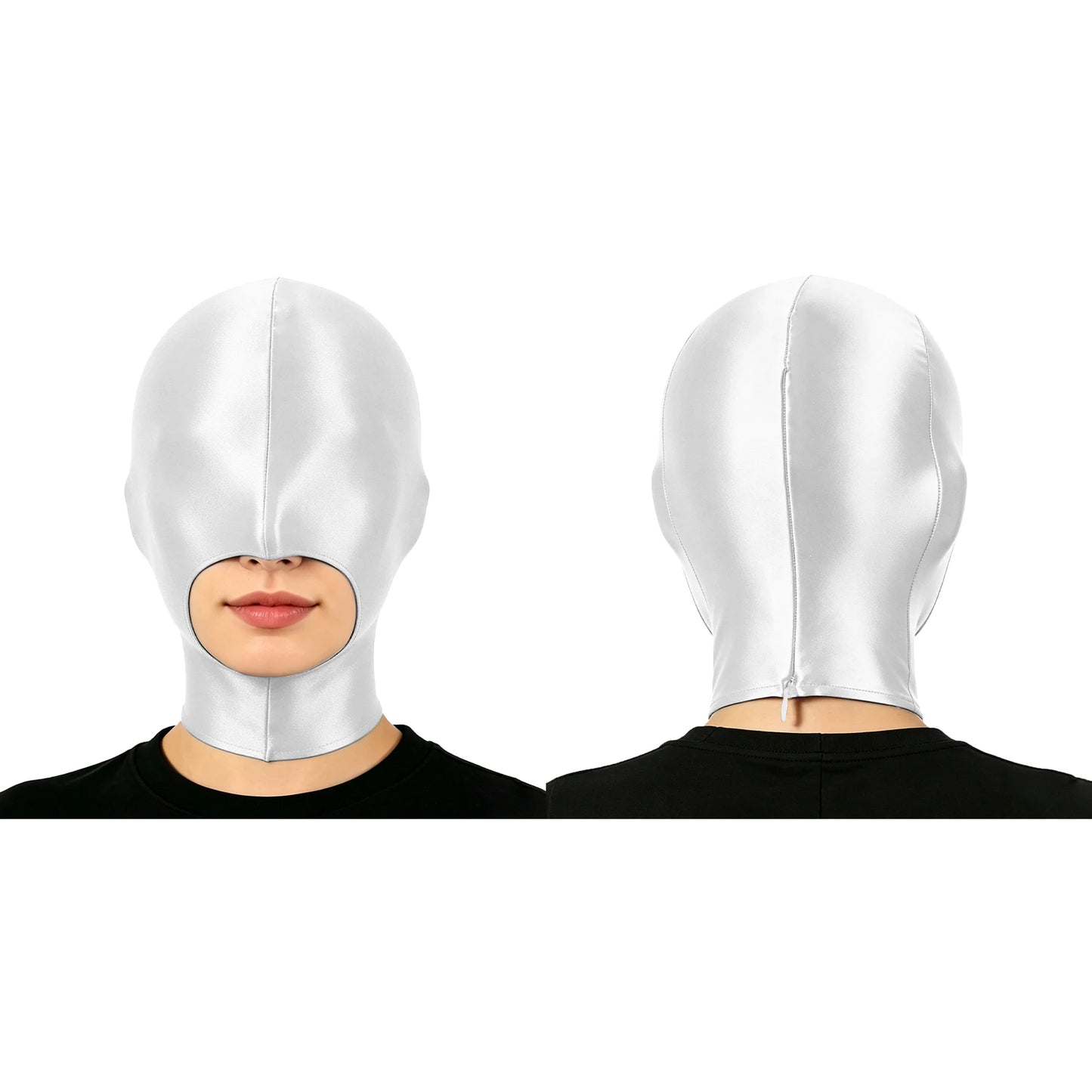 Glossy Full-Head Zippered Balaclava Hood
