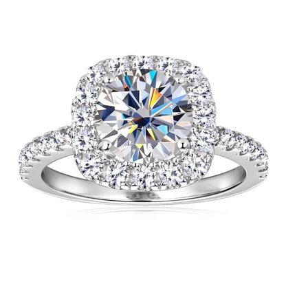 8mm 2ct Moissanite Halo Ring Certified 925 Sterling Silver