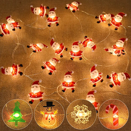 2M 20LED Santa Claus Snowflake LED Light String