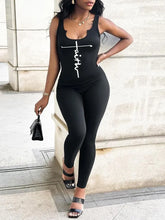 Alphabet V Neck Slim Hip Lifting Sleeveless Jumpsuit