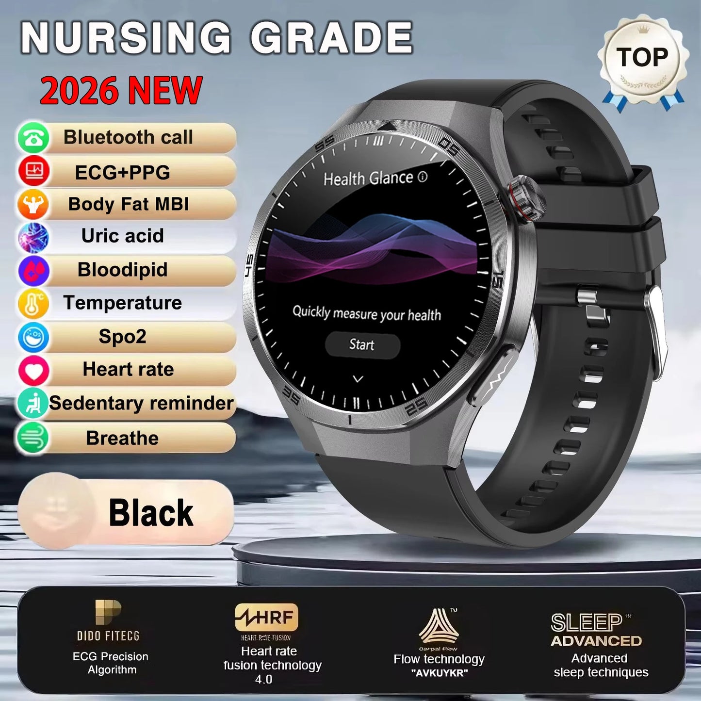 ECG+PPG Smart Watch - Advanced Health Monitor with HD Wireless Calling
