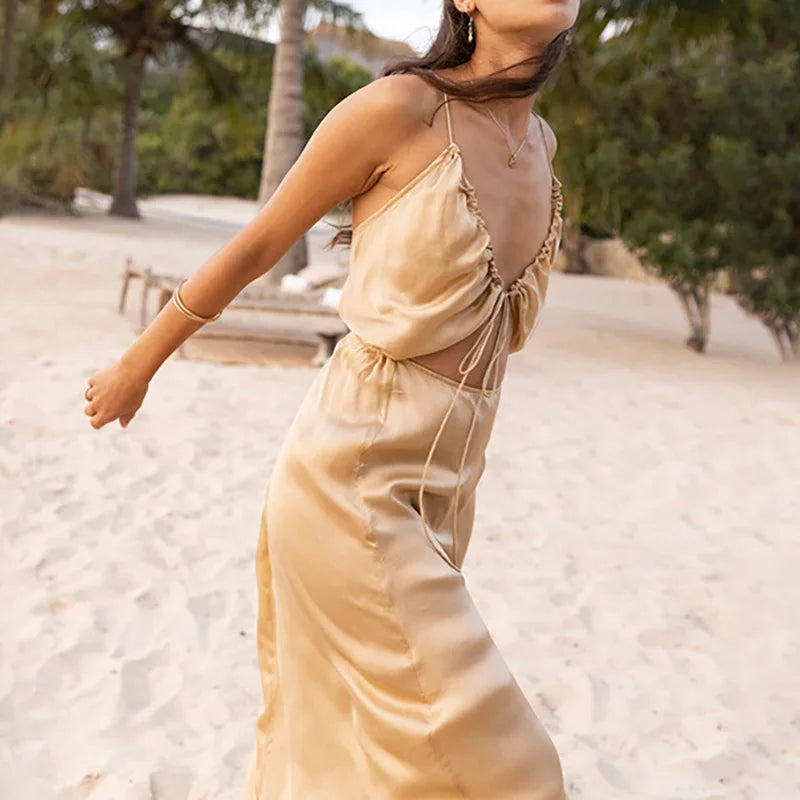 Casual Tie-up Pleated Sleeveless Dress