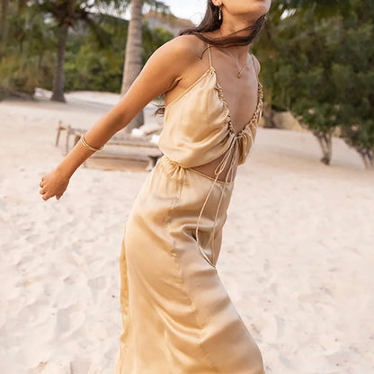 Casual Tie-up Pleated Sleeveless Dress