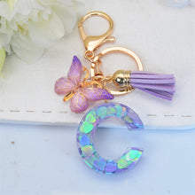 Exquisite Initial Blue Shiny Resin Keychain