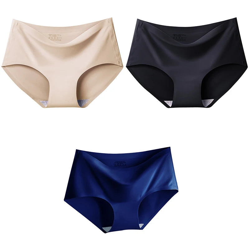Women's Ice Silk Seamless Panties (3-Pack) – Mid-Waist Invisible Briefs