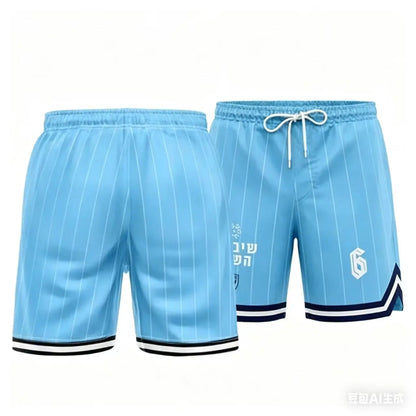 Men's Athletic Striped 3D Print Soccer Shorts