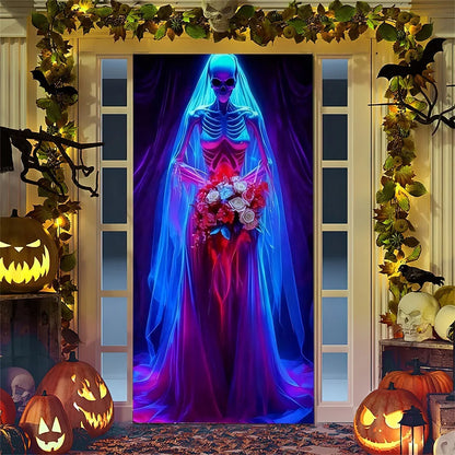 Spooky Ghostly Clown Door Curtain Backdrop