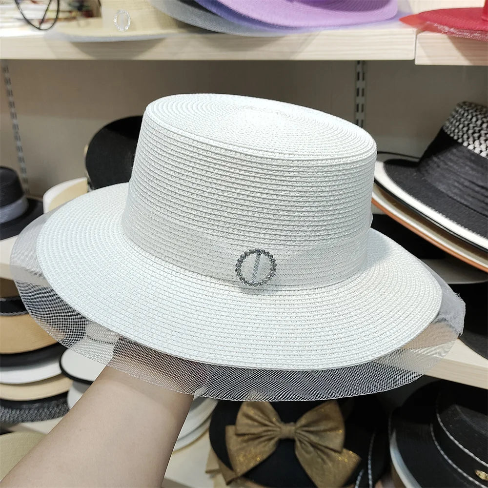 Woolen Rhinestone Solid Color Basin Hat