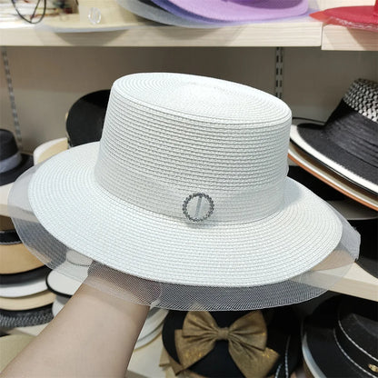 Woolen Rhinestone Solid Color Basin Hat