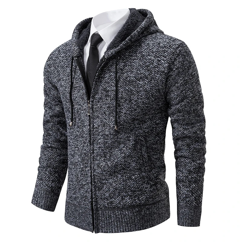 Men's Fleece Stand Collar Zip-Up Sweater Jacket