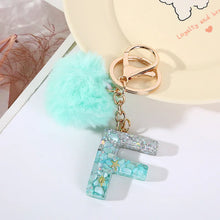 Letter Key Pendant With Green Fluffy Pompom
