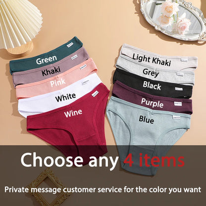 FINETOO 4Pcs Cotton Panties
