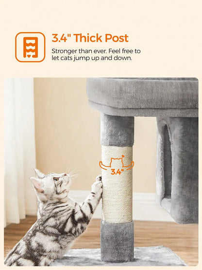 Light Gray Cat Tree Tower - Multi-Level Cat Condo with Perch & Sisal Scratching Posts