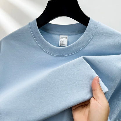 Men's 100% Cotton Solid Color Casual Short-Sleeve T-Shirt