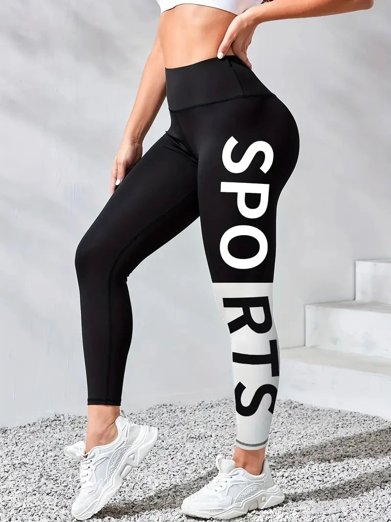 3D Letter Printed Comfortable Sports Leggings