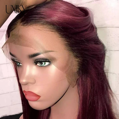 Red Straight Bob T-Part Human Hair Wig