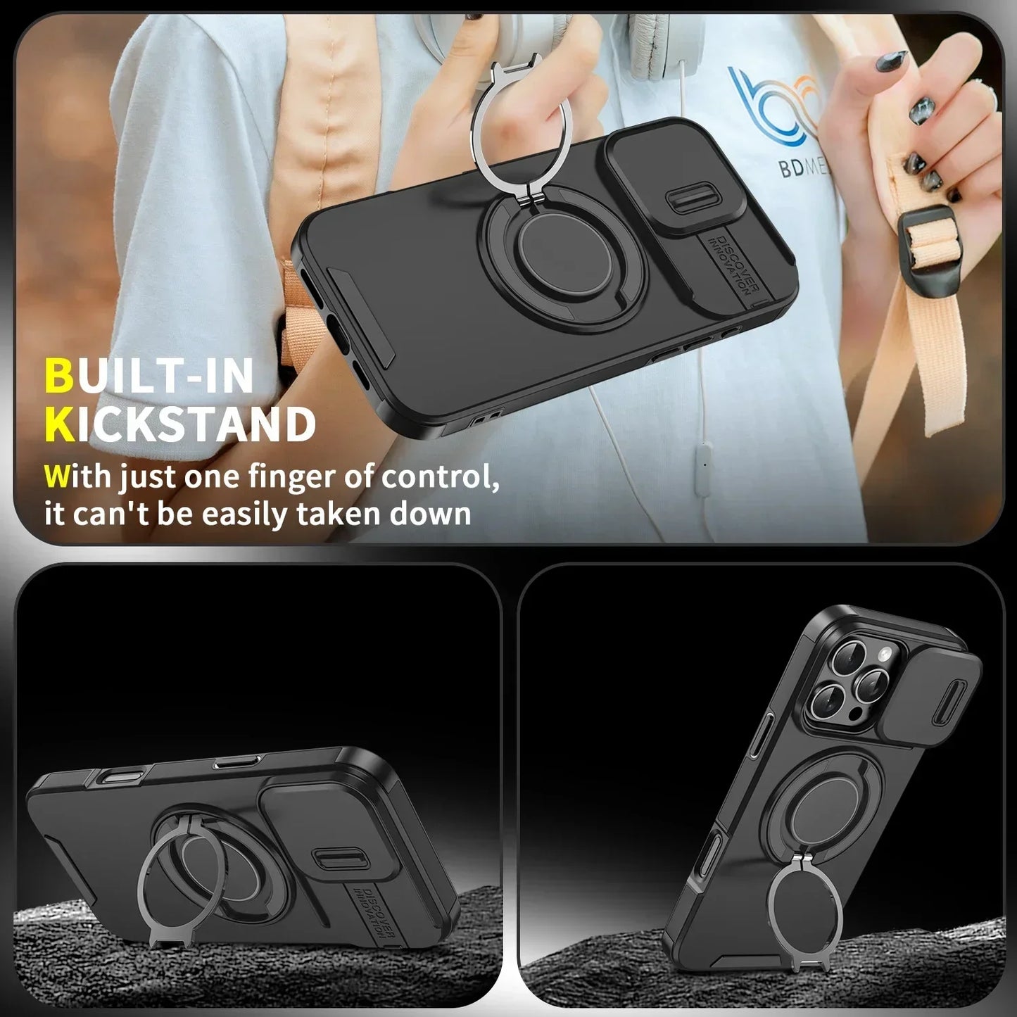 Heavy-Duty Magnetic Bracket Case For iPhone