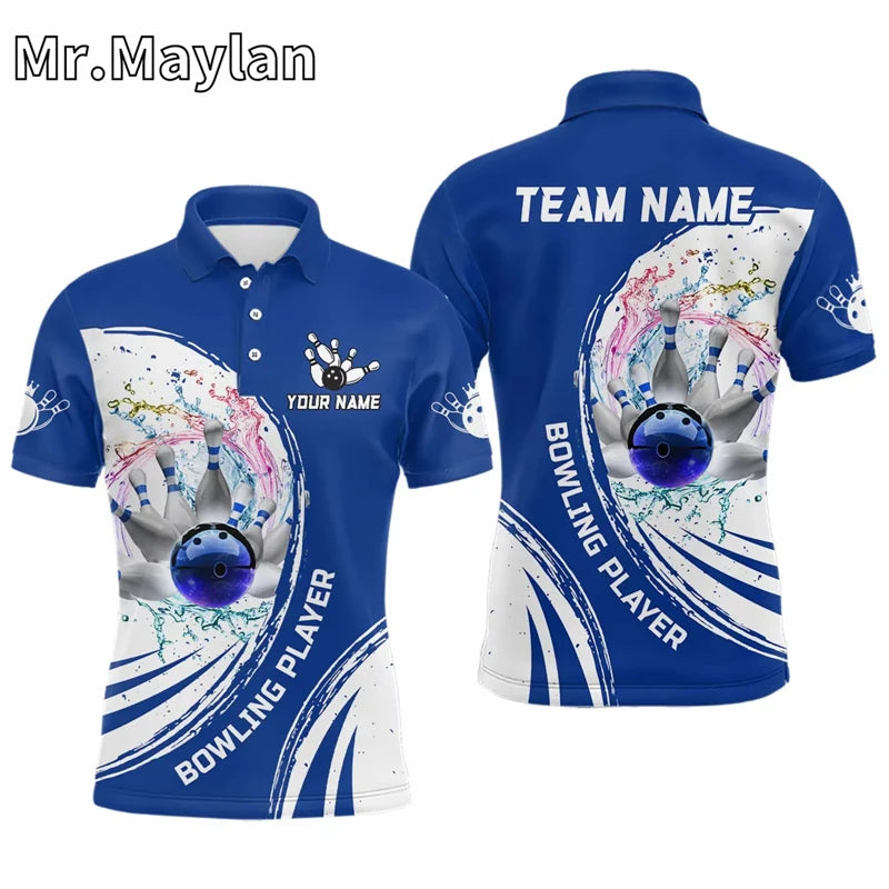 Custom Ice Fire Pin Bowling Team Polo Shirt