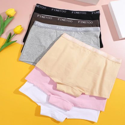 FINETOO Women’s High-Rise Seamless Cotton Boyshort Panties (3-Pack)