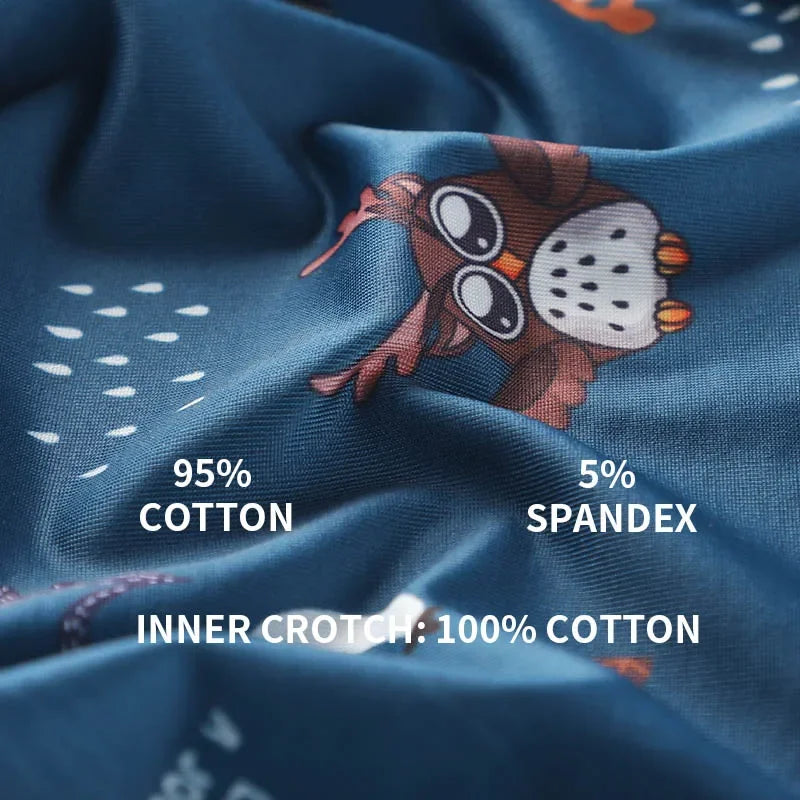 MiiOW 4Pcs Cotton Funny Animal Print Antibacterial Underwear