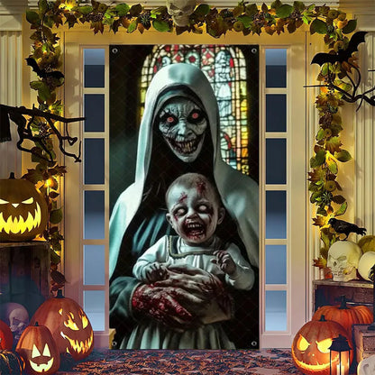 Spooky Ghostly Clown Door Curtain Backdrop