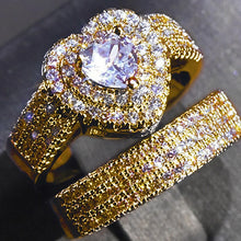 Huitan Eternity Love 2Pcs/Set Cubic Zirconia Heart Rings